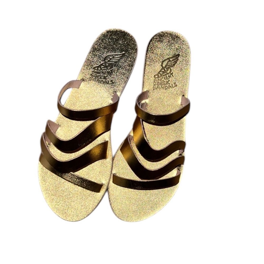 Ancient Greek Sandals Gold & Brown Leather Sandals EU 41 | Box & Dust Bag